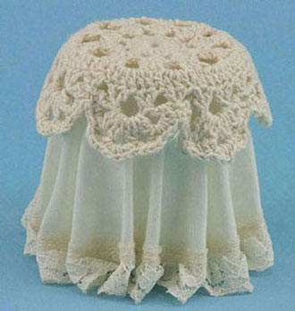 Dollhouse Miniature Lace Top Skirted Table, Ivory